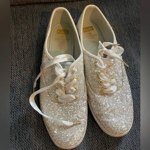 Kate Spade x Keds White Glitter Shoes Size 10
